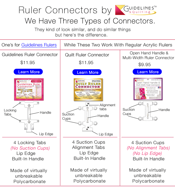 Quilt Ruler Connectors by Guidelines4Quilting