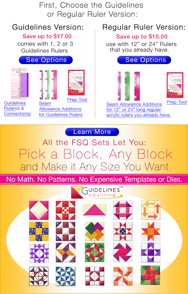 Finished Size Quilting Sets with Guidelines Rulers by Guidelines4Quilting