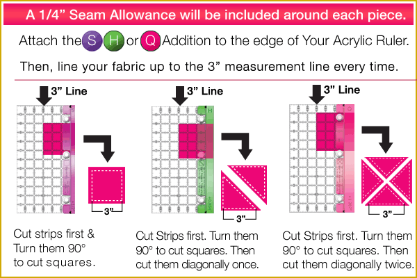 Attach Quilt Ruler Additions to the edge of the rulers