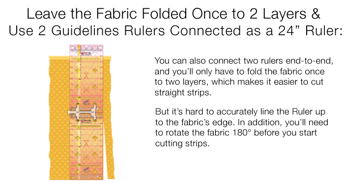 Square up fabric's edge using two Guidelines Rulers 